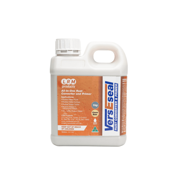 Container of VersEseal Rust Convertor and Primer – rust treatment and primer coating for metal surfaces.